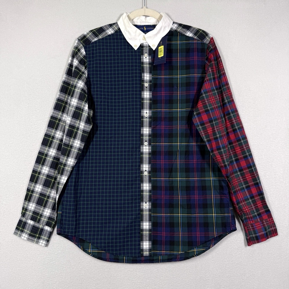 Polo Ralph Lauren Shirt Boys XL 18-20 Patchwork Plaid Fun Button Down Tartan NWT